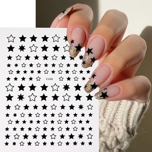 Self-Adhesive Star Nail Stickers - 8 Sheets of 3D Decals