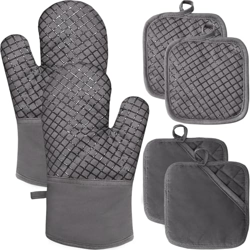 Heat Resistant Oven Mitts & Pot Holders Set - 4 Pcs, 500°F