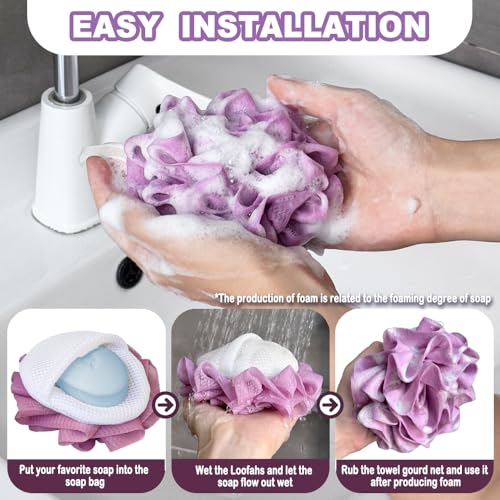 3-Pack Exfoliating Bath Loofah with Soap Saver Bags