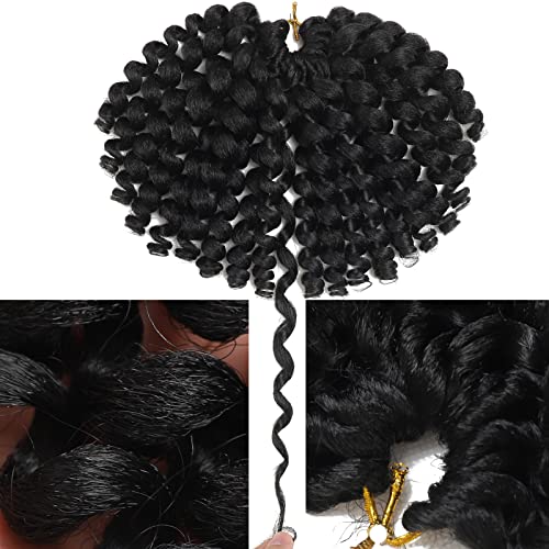 8 Inch Jamaican Bounce Crochet Hair - 3 Packs Pre-Looped Ringlet Wand Curls