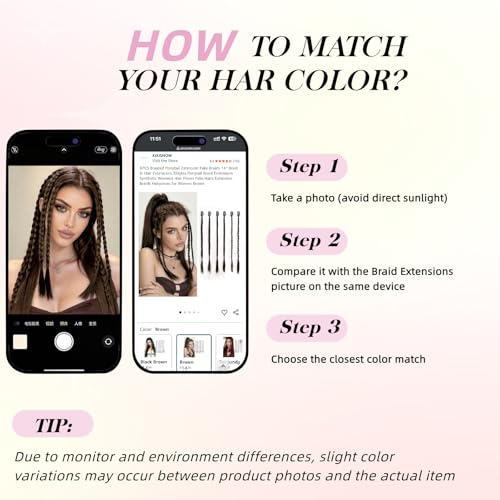 XIXISNOW 14-Inch Braided Ponytail Extension Set - 6PCS Brown Synthetic Braid
