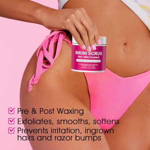 VOERUY Bikini Exfoliating Scrub with AHA+BHA & Turmeric - Smooth Skin, Reduce Ingrown Hairs