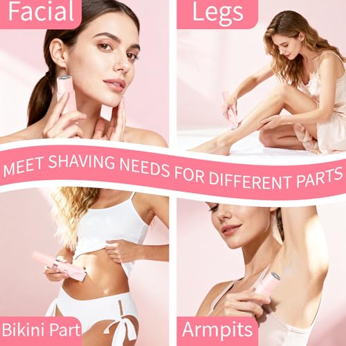 2-in-1 Electric Shaver & Bikini Trimmer with LED Display for Women & Men£¬IPX7 Waterproof Wet/Dry Electric Razor with Dual Head, Rechargeable Painless Body & Facial Hair Remover (Pink)