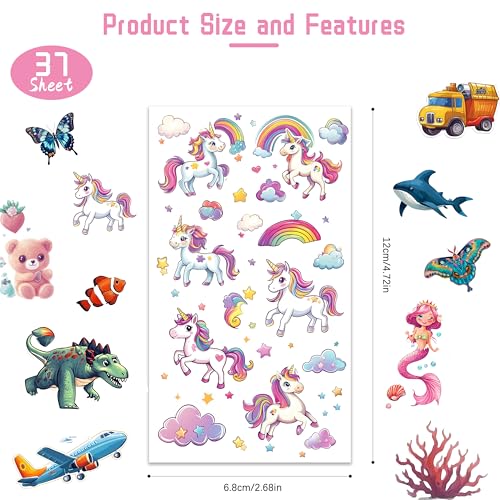 350+ Mixed Temporary Tattoos for Kids - Fun Party Favors Set