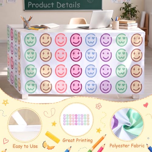 Pastel Smile Teacher Desk Skirt 72" x 30" for Classroom Decor