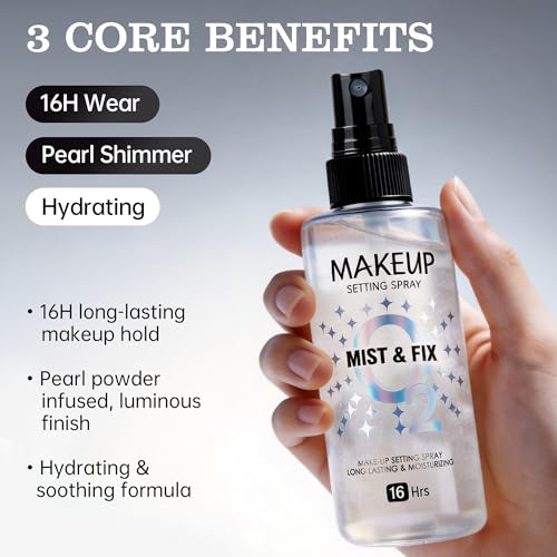 MyTend Long-Lasting Makeup Setting Spray - Waterproof, Hydrating Mist with Shimmer Finish (3.72 Fl Oz)