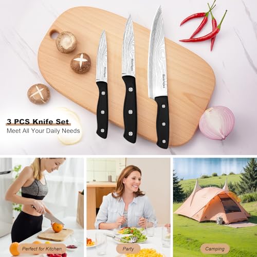 Henriqua 3-Piece Chef Knife Set with Covers - Ultra Sharp Stainless Steel