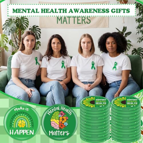 Mental Health Awareness Compact Mirrors - Bulk 48 Pcs with Inspirational Designs (Variation: 48 / Mental Health Style)