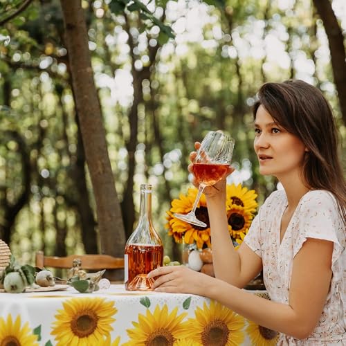 Kochorie Sunflower Tablecloths - Disposable Plastic Covers, 3 Pack, 54x108 Inches