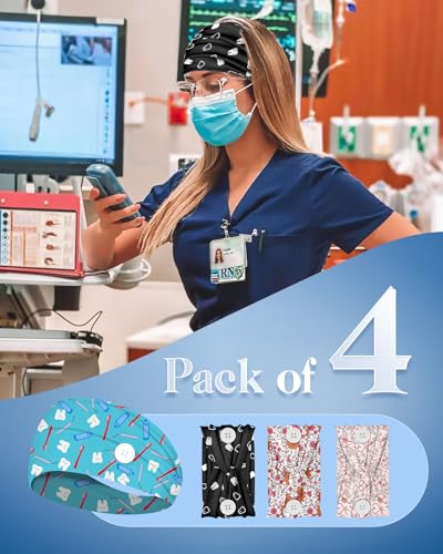 Plifal Medical Nurse Headbands with Buttons - Dentistry Version, Non-Slip, Moisture-Wicking, Soft Hair Accessories for Healthcare Workers