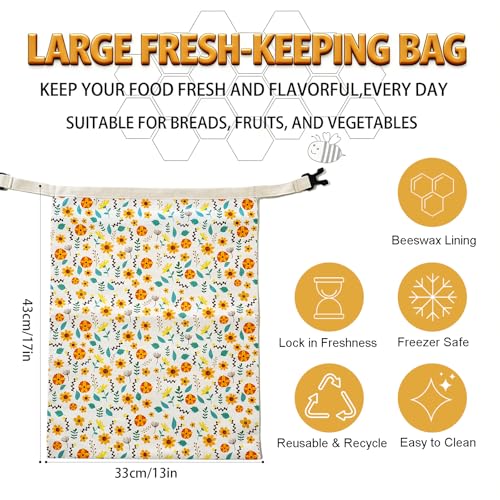 Reusable Beeswax Bread Bags (2 Pack) - 17x13 Inch with Zipper