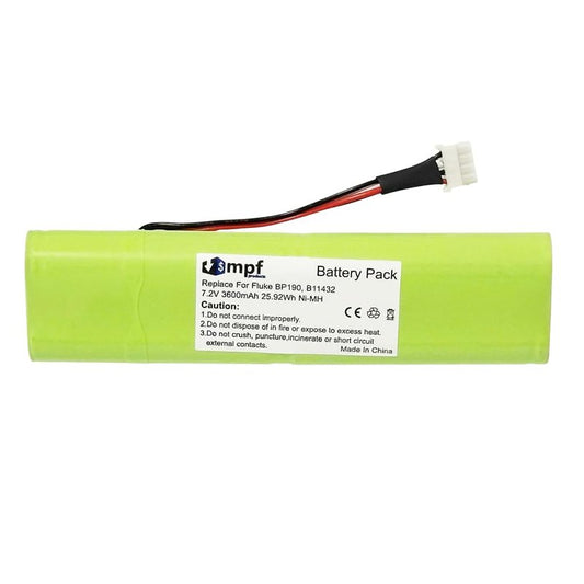 MPF Products 3600mAh BP190, BP-190, B11432 Battery Replacement Compatible with Fluke ScopeMeter 192, 192B, 196, 196B, 196C, 199, 199B, 199C, Analyzer 433, 434, 435