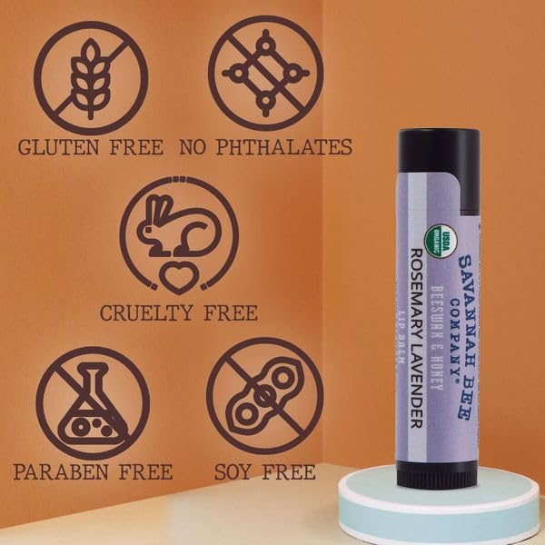 Savannah Bee Company Mint Lip Balm with Hanger - Natural Beeswax (2 Pack)