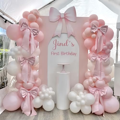 Coquette Pastel Pink & White Balloon Garland Kit – 134 PCS