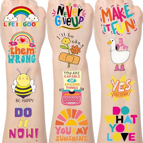 Motivational Quote Temporary Tattoos - 200+ Affirmation Stickers