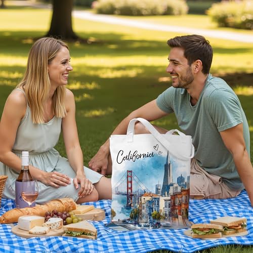 Reusable Cotton Tote Bag with Watercolor Art Design for Women