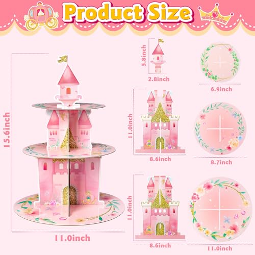 Princess Themed 3-Tier Cupcake Stand for Birthday Parties