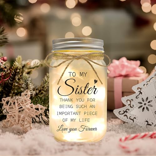 Mason Jar Night Light for Sister - Heartfelt Home Decor Gift