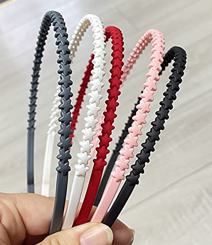 Yazon 12-Pack Colorful Star Plastic Headbands for Girls and Women, Non-Slip Hair Accessories