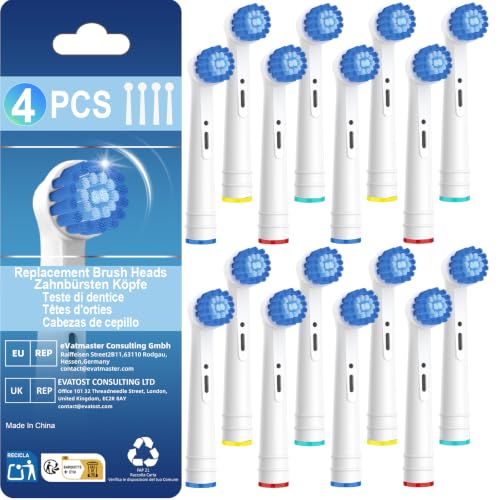 Swistarhan White 16 Pack Replacement Toothbrush Heads for Oral B Sensitive Gums