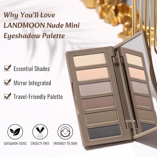 LANDMOON Neutral Matte Mini Eyeshadow Palette - 6 Colors, Long-Lasting & Vegan