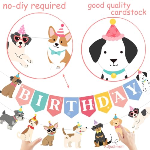 Dog Birthday Banners Set - 3PCS Cute Puppy Theme Decorations
