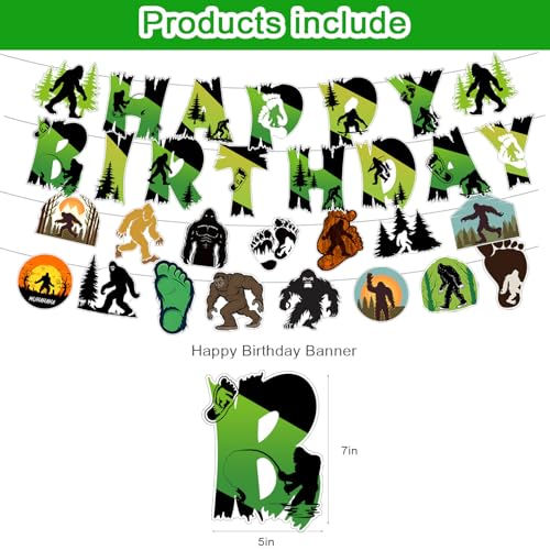 Bigfoot Birthday Party Supplies Set - Banner, Balloons & Cake Toppers