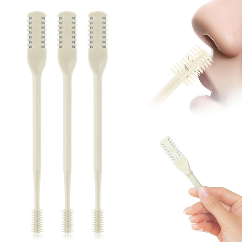 Medech 3PC Nasal Hair Cutter Portable Travel Essentials for Men Women,2026 Nostril Hair Removal Tools Double Sided Indoor Outdoor,360° Rotating Manual Nose Hair Trimmer Christmas (Apricot, 3PC)