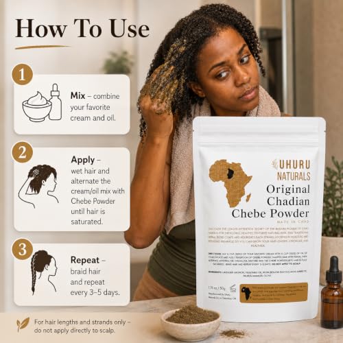 Uhuru Naturals Chadian Chebe Hair Powder 1.76 oz | Nourishing for Natural Hair