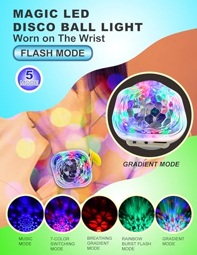 JICASTO Portable LED Disco Ball Light - Sound Activated Mini DJ Light for Parties