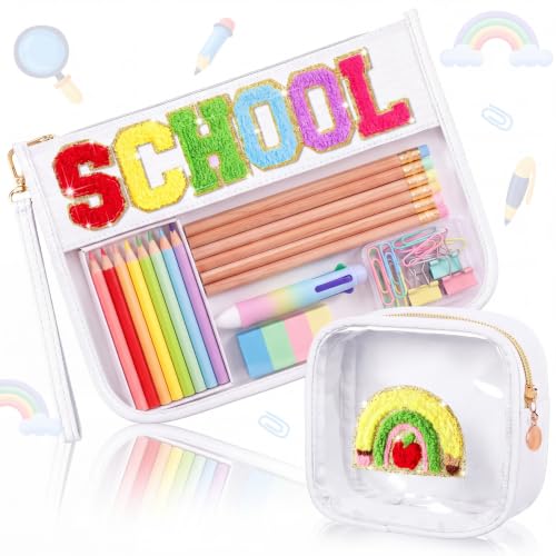 Pencils Theme Clear Makeup Bag - 2 Pcs Waterproof PVC Pouch