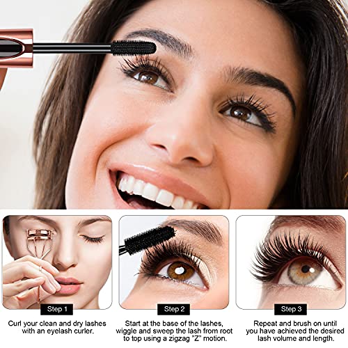 2 Pack Mascara Black Volume and Length, Natural Waterproof