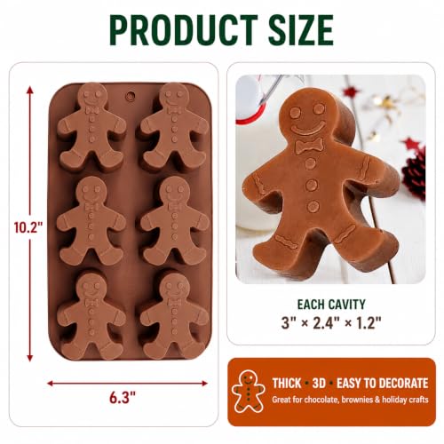 Meltset Gingerbread Man Silicone Baking Mold - 6 Cavity Cake Pan