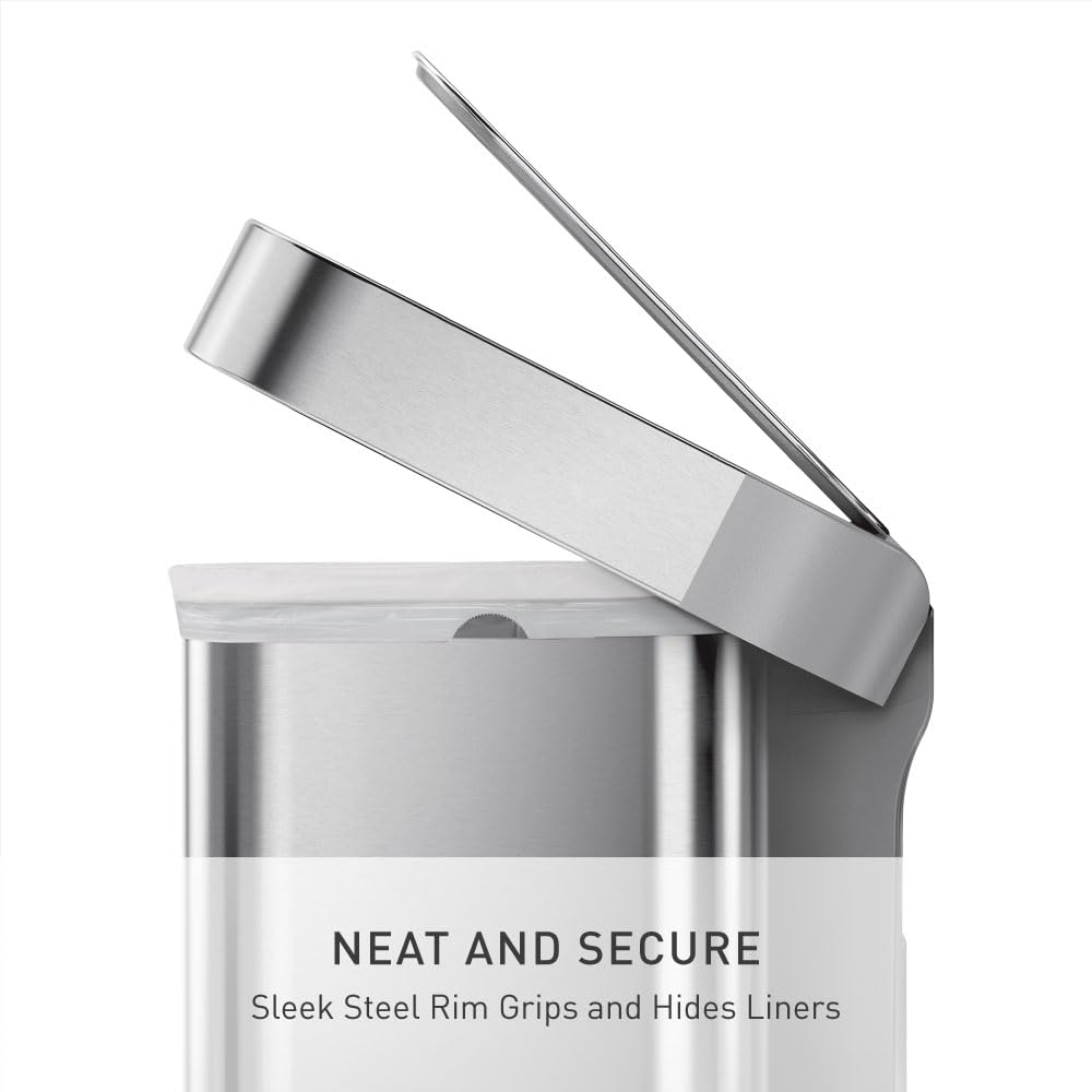 simplehuman Step Recycler, 58L / 15.3 Gallon Dual Compartment Kitchen Trash Can, 150,000-Step Steel Pedal, Lid Shox® Silent Close, Liner Rim System, Liner Pocket®, Brushed Stainless Steel