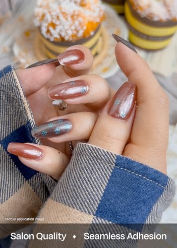 Ohora Semi-Cured Gel Nail Strips - Christmas Tartan & Red Chrome Set
