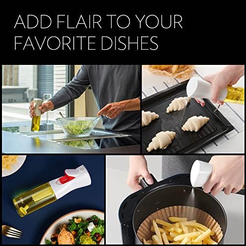 Advanced Kitchen Oil Sprayer - Flairosol Technology for Fine Mist & Portion Control | Refillable Glass Olive Oil Bottle, 130ml (Golden Leaves)