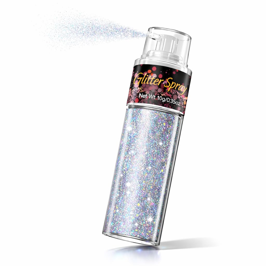 Sovano Hair & Body Glitter Dry Powder, Holographic Body Glitter for Hair Face and Skin, Ultra Fine Shimmer Spray Highlighter, Long Lasting Sparkle Makeup for Festivals Parties Concerts Rave