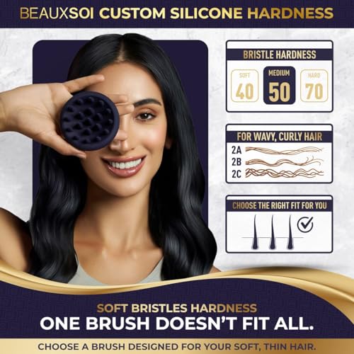 BEAUXSOI Silicone Scalp Exfoliator & Hair Massager Medium - Purple