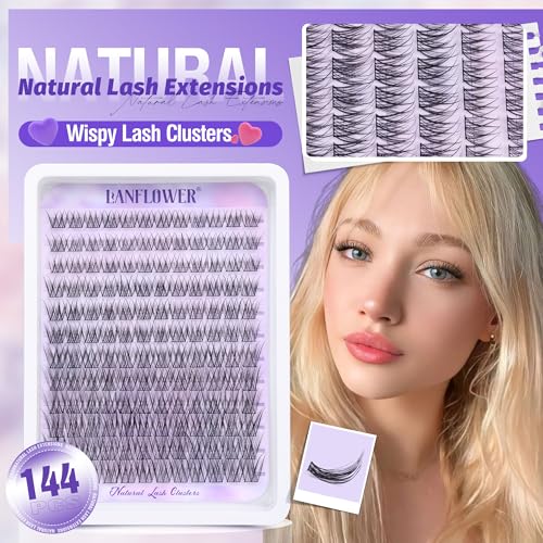 LANFLOWER G Natural Lash Clusters Kit - Wispy C Curved Eyelash Extensions