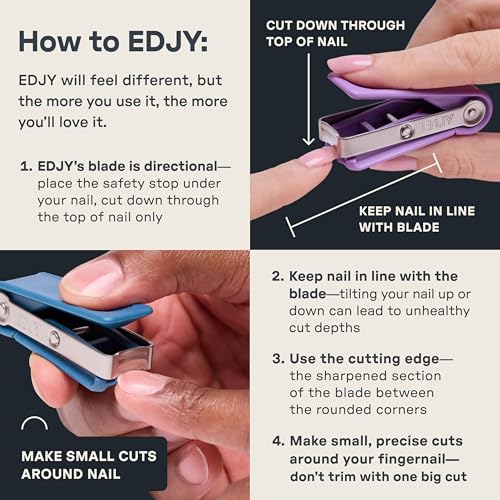 EDJY Blue Fingernail Cutter - Ergonomic Stainless Steel Nail Clipper