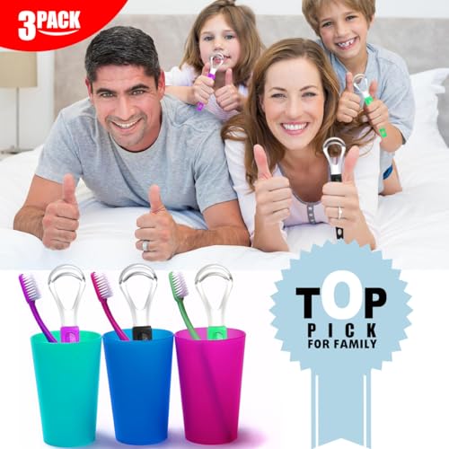 3-Pack Stainless Steel Tongue Scrapers for Fresh Breath