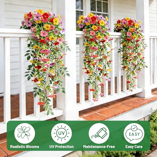 Artificial Daisy Flowers - UV Resistant Faux Silk Plants (4 PCS)