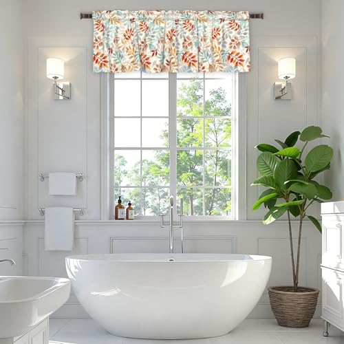 54x18 Inch Fall Eucalyptus Leaves Window Valance for Kitchen & Living Room