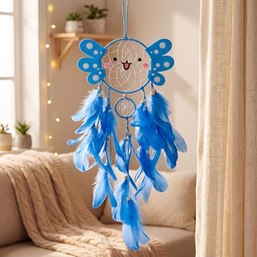 Cute Blue Axolotl Dreamcatcher Wall Decor for Kids' Rooms