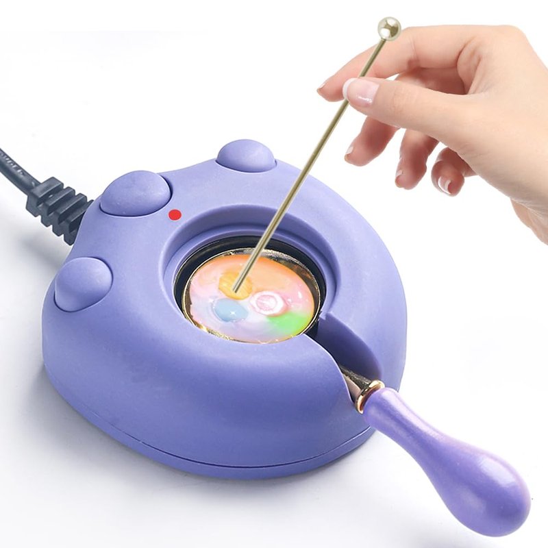 Electric Wax Seal Warmer, Purple Electrice Sealing Stamp Warmer Melter for Melting Wax Seal Beads Sticks with Spoon, Stirring to Do DIY Craft (Purple)