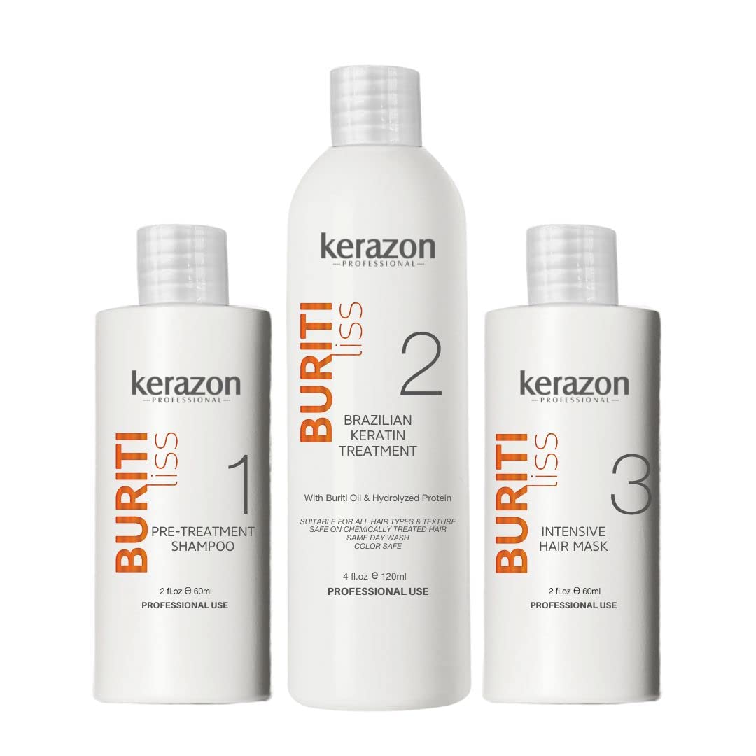 KERAZON Brazilian Keratin Treatment | At-Home Smoothing & Straightening Kit - 2oz/60ml - For All Hair Types