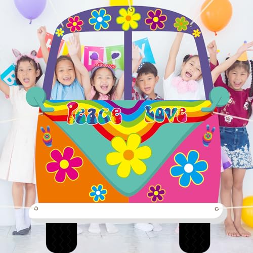 Hippie Bus Photo Prop Banner - 59 x 48.6 Inches for Parties