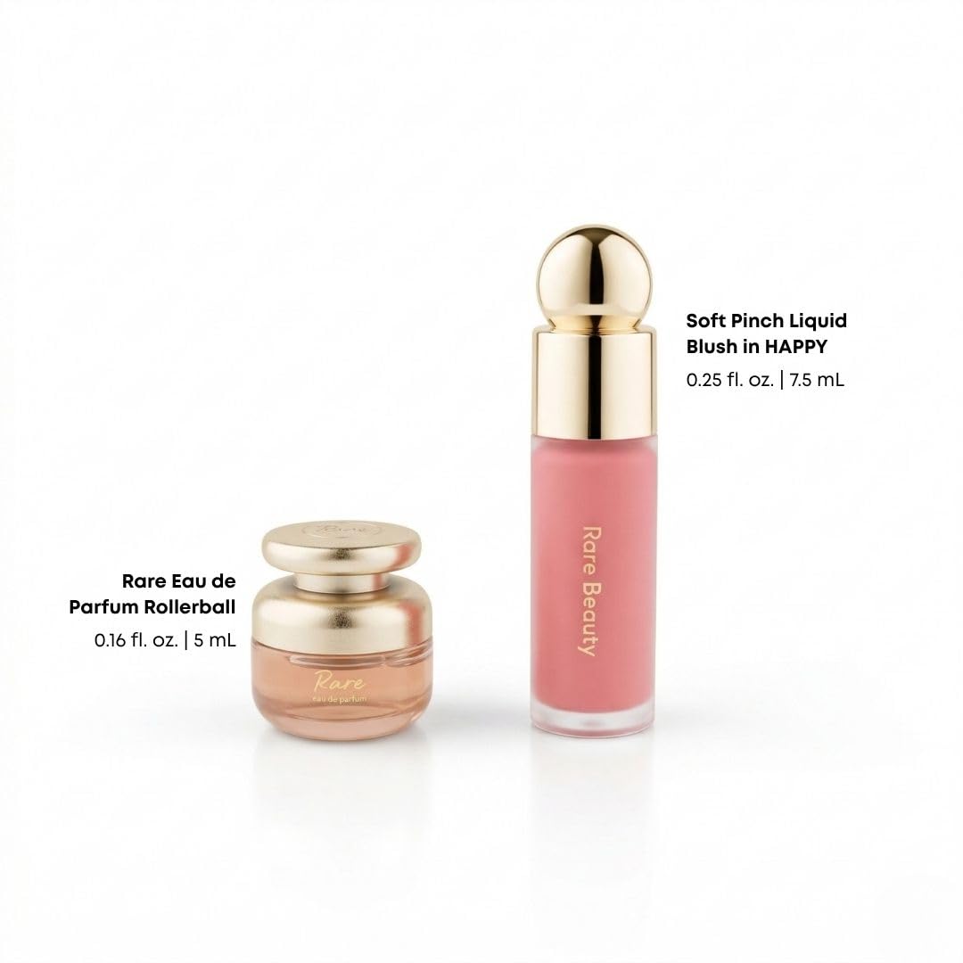 Rare Beauty Mini Fragrance & Blush Set - EAU De Parfum Rollerball & Liquid Blush in Happy (0.16 Fl Oz & 0.25 Oz)