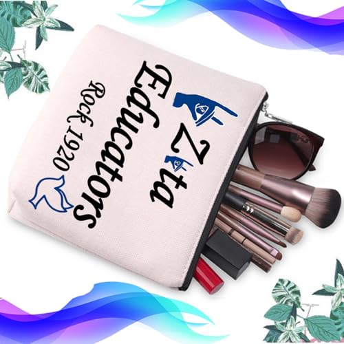 Zeta Educators Rock Canvas Makeup Bag - Greek Sorority Gift Pouch