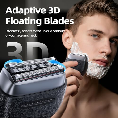 POHO Electric Razor for Men, Compact 3D Foil Shaver - Blackblue